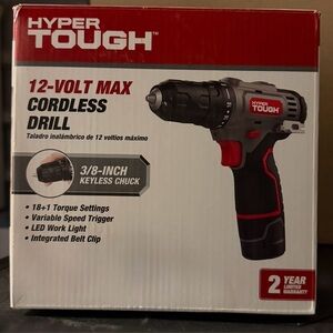 Hyper Tough 12V Max Lithium-Ion Cordless 3/8-inch Keyless Chuck- New In Box